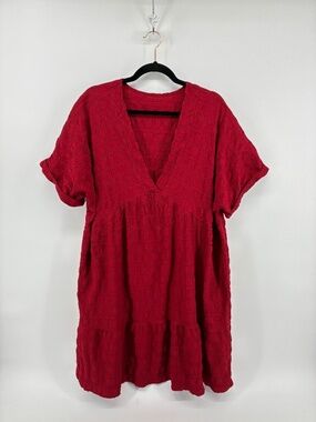 MASSIVE $10 SALE Red Textured Dress V-Neck